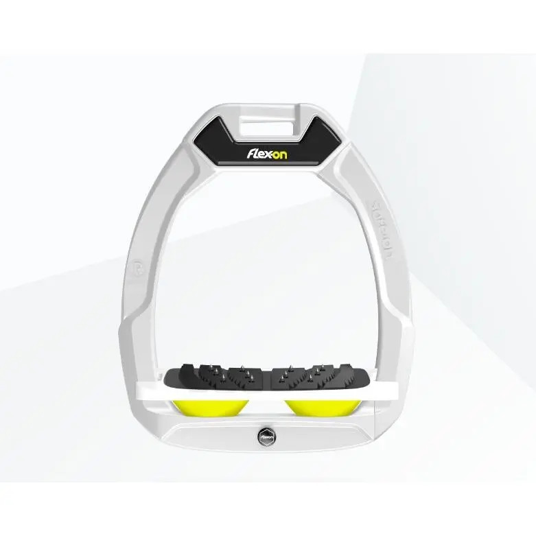 Sicherheitssteigbügel Reiten Neigung Ultra Grip Weiß/Weiß/Gelb Flex-On Safe-On