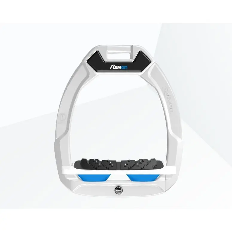 Sicherheitssteigbügel Reiten Neigung Ultra Grip Weiß/Weiß/Blau Flex-On Safe-On
