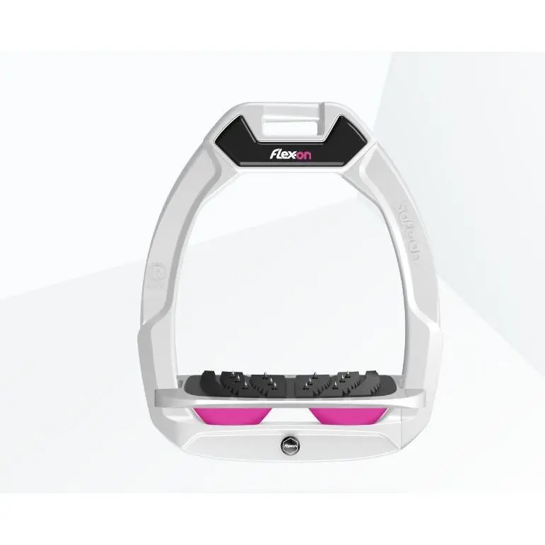 Sicherheitssteigbügel Reiten Schräg Ultra Grip Weiß/Grau/Rosa Flex-On Safe-On