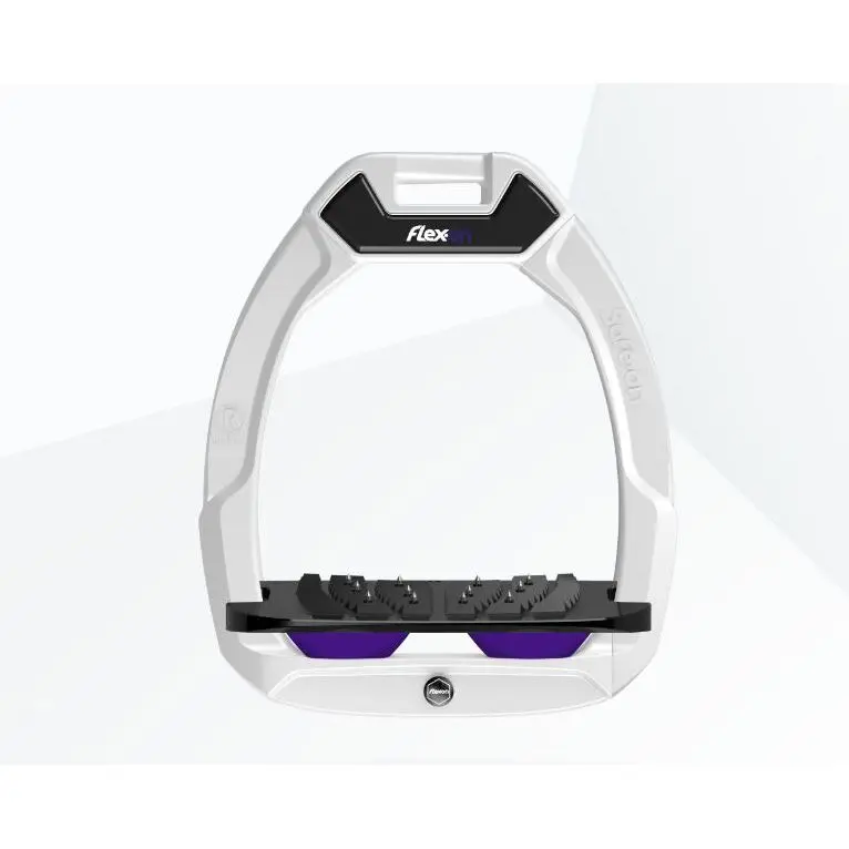Sicherheitssteigbügel Reiten Geneigt Ultra Grip Weiß/Schwarz/Violett Flex-On Safe-On