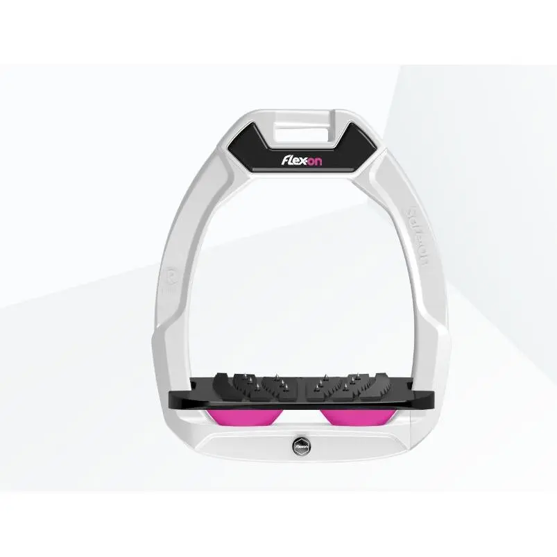 Sicherheitssteigbügel Reiten Neigbar Ultra Grip Weiß/Schwarz/Rosa Flex-On Safe-On