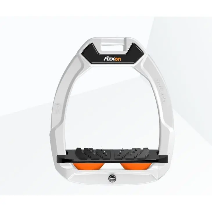 Sicherheitssteigbügel Reiten Neigung Ultra Grip Weiß/Schwarz/Orange Flex-On Safe-On