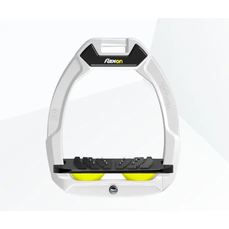 Comparer les prix de Étriers de sécurité d’équitation Incliné Ultra Grip Blanc/Noir/Jaune Flex-On Safe-On