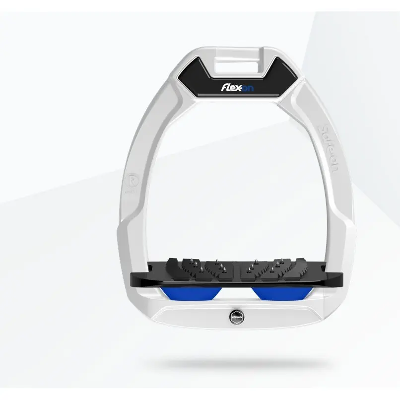 Étriers de sécurité d’équitation Incliné Ultra Grip Blanc/Noir/Bleu Flex-On Safe-On