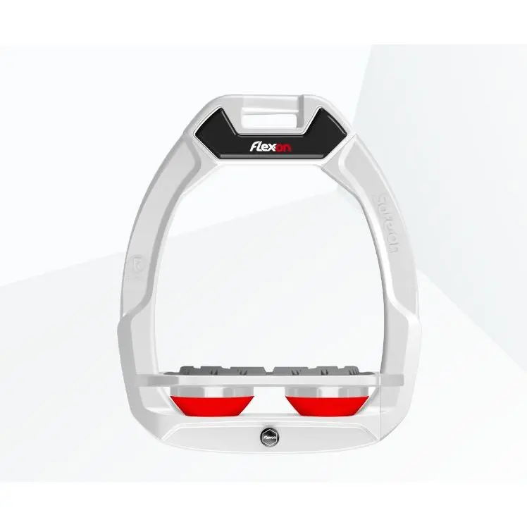 Sicherheitsreiten Steigbügel Flat Grip Weiß/Grau/Rot Flex-On Safe-On