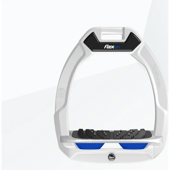 Étriers de sécurité d’équitation Plat Ultra Grip Blanc/Gris/Bleu Flex-On Safe-On