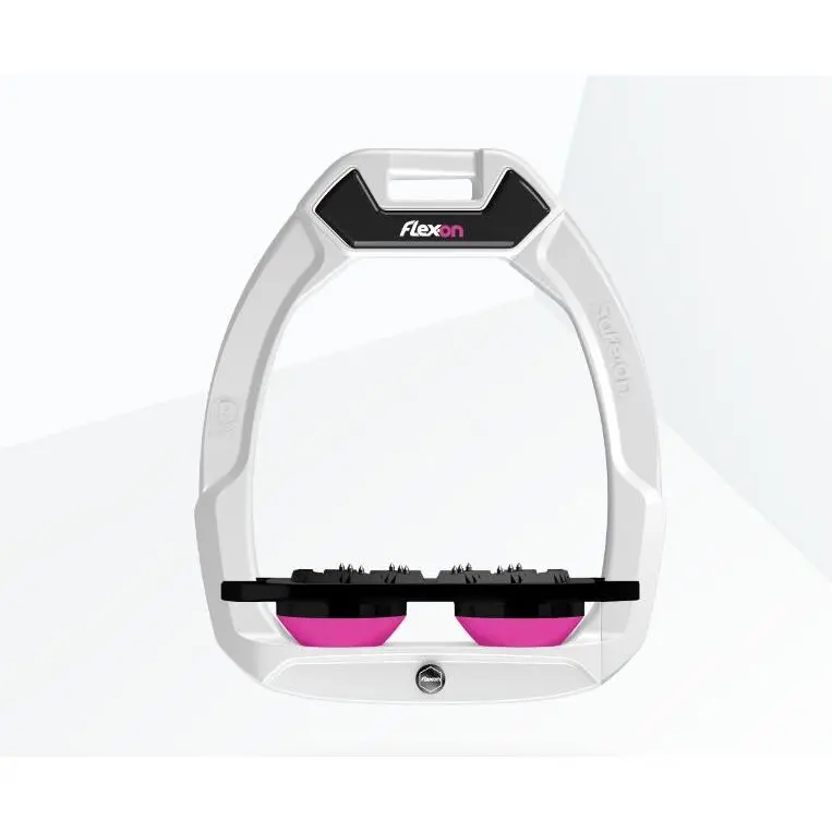Étriers de sécurité d’équitation Plat Ultra Grip Blanc/Noir/Rose Flex-On Safe-On