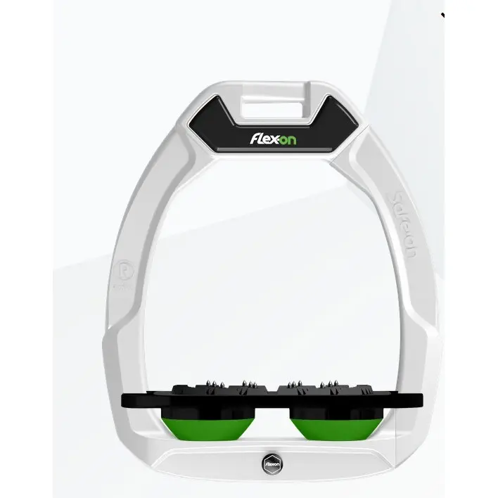 Meilleurs prix pour Étriers de sécurité d’équitation Plat Ultra Grip Blanc/Noir/Vert Flex-On Safe-On