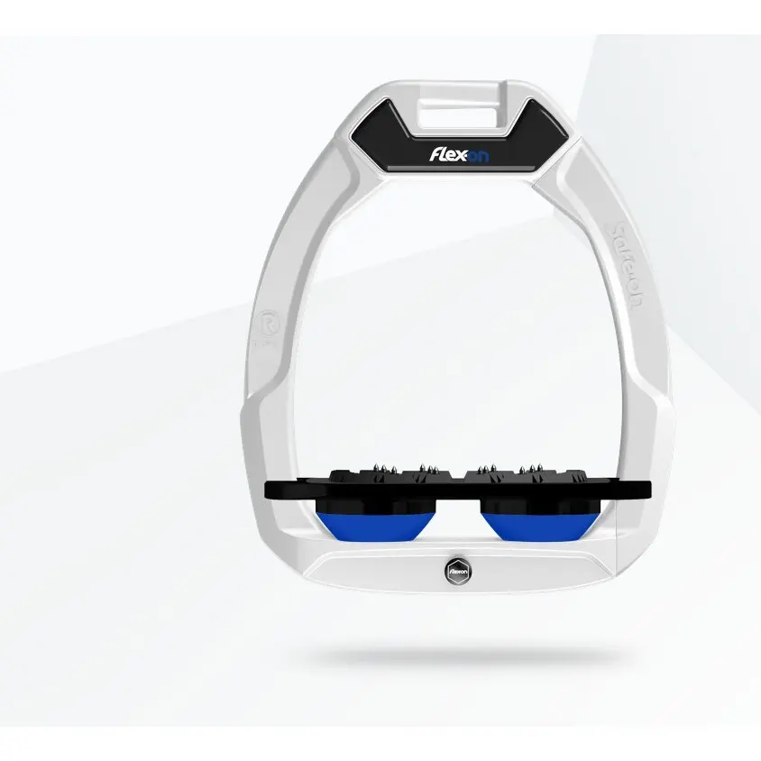 Étriers de sécurité d’équitation Plat Ultra Grip Blanc/Noir/Bleu Flex-On Safe-On