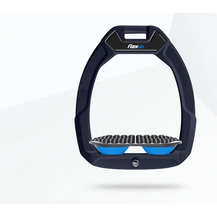 Sicherheitssteigbügel Reitsport Endurance Aluminium/Grau/Blau Flex-On Safe-On