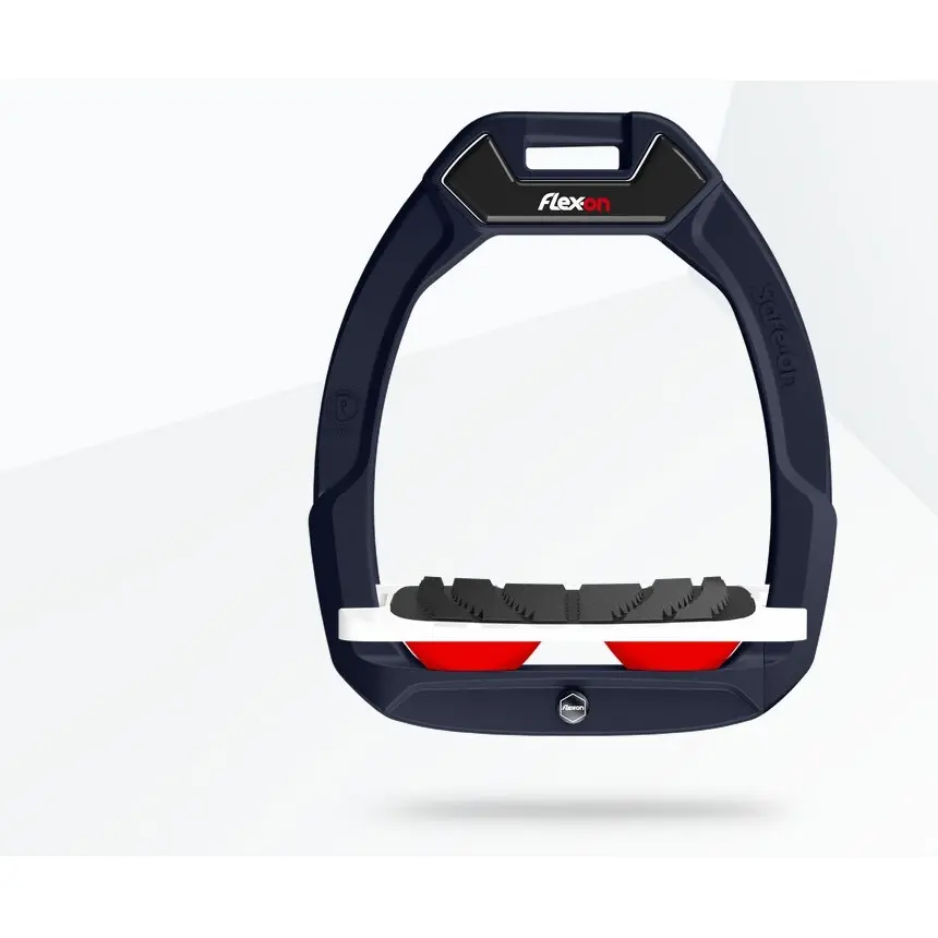 Sicherheitssteigbügel Reiten Neigbarer Griff Aluminium/Weiß/Rot Flex-On Safe-On