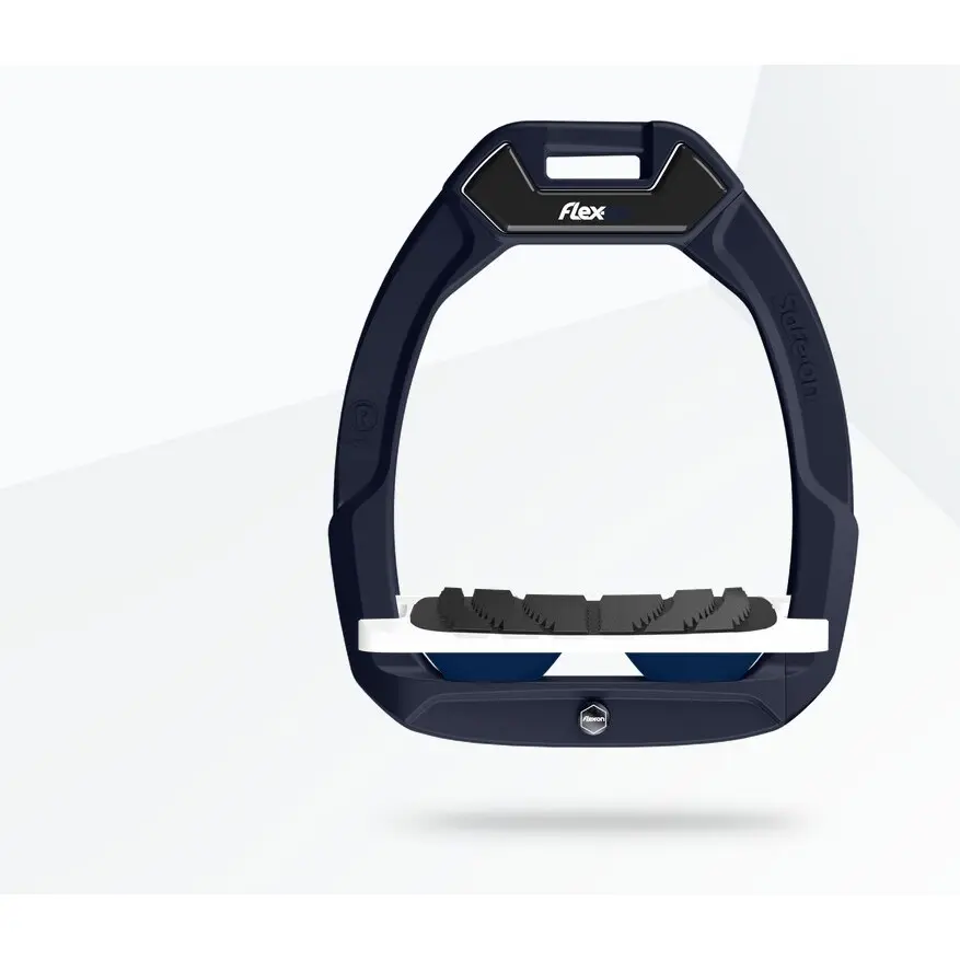 Sicherheitssteigbügel Reiten Geneigt Grip Aluminium/Weiß/Marine Flex-On Safe-On