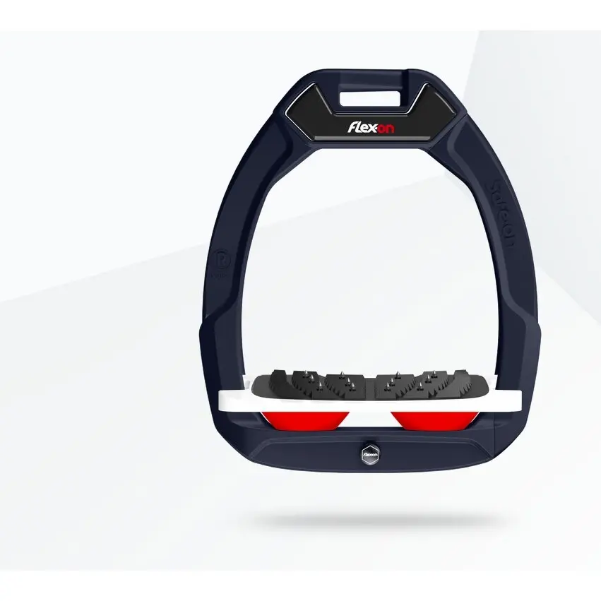 Sicherheitssteigbügel Reiten Schräg Ultra Grip Aluminium/Weiß/Rot Flex-On Safe-On