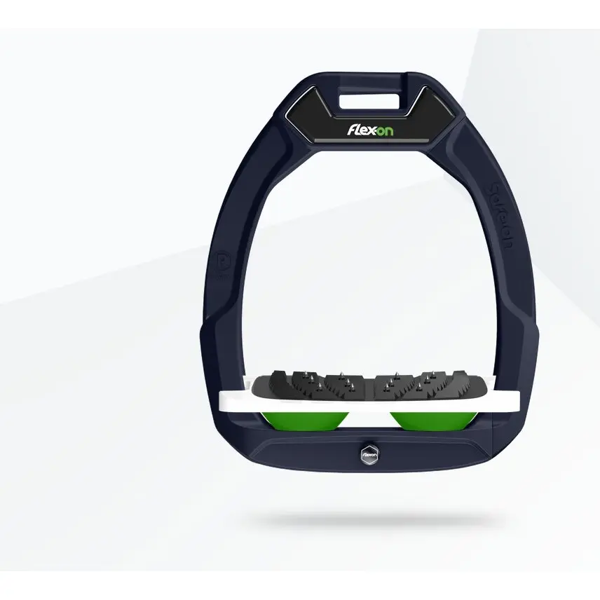 Sicherheitssteigbügel Reiten Neigung Ultra Grip Aluminium/Weiß/Grün Flex-On Safe-On