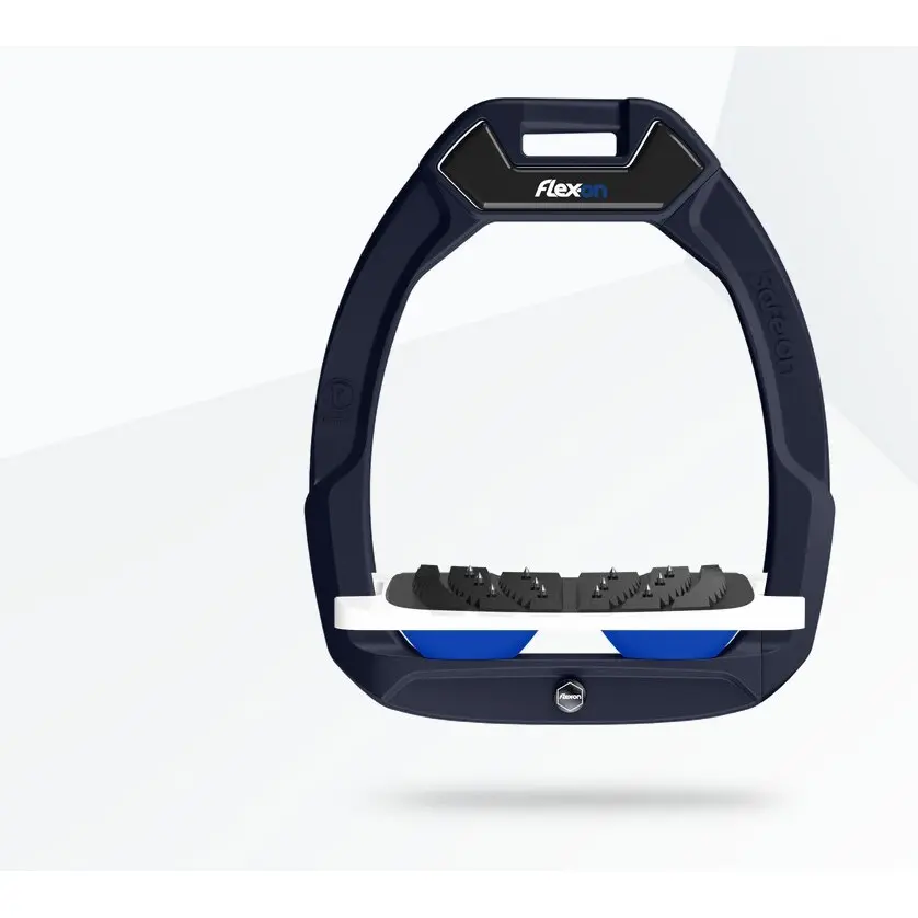 Étriers de sécurité d’équitation Incliné Ultra Grip Aluminium/Blanc/Bleu Flex-On Safe-On