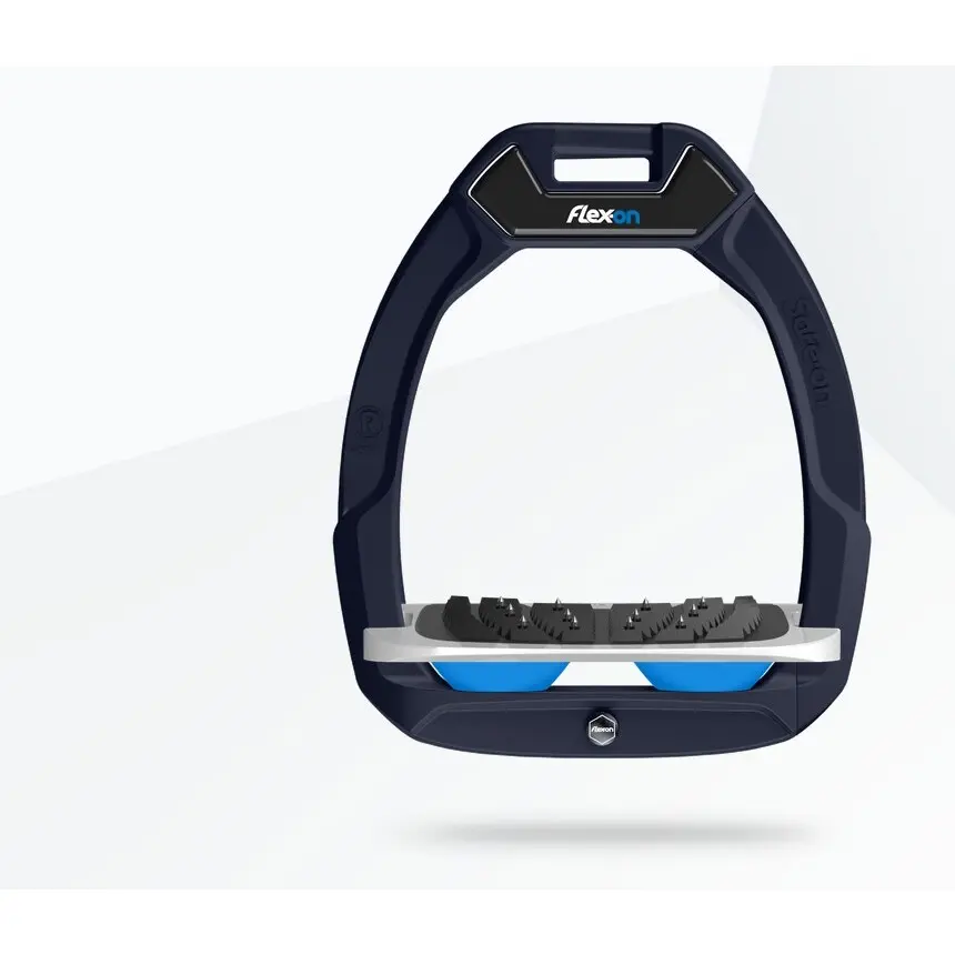 Sicherheitssteigbügel Reiten Neigung Ultra Grip Aluminium/Grau/Blau Flex-On Safe-On