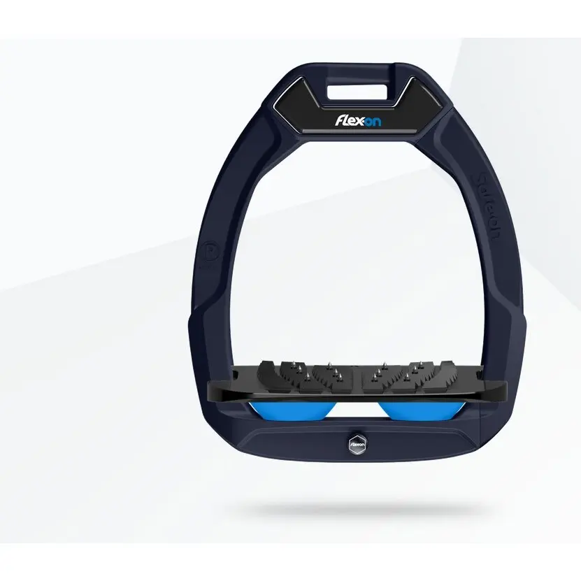 Sicherheitssteigbügel Reiten Neigbar Ultra Grip Aluminium/Schwarz/Blau Flex-On Safe-On