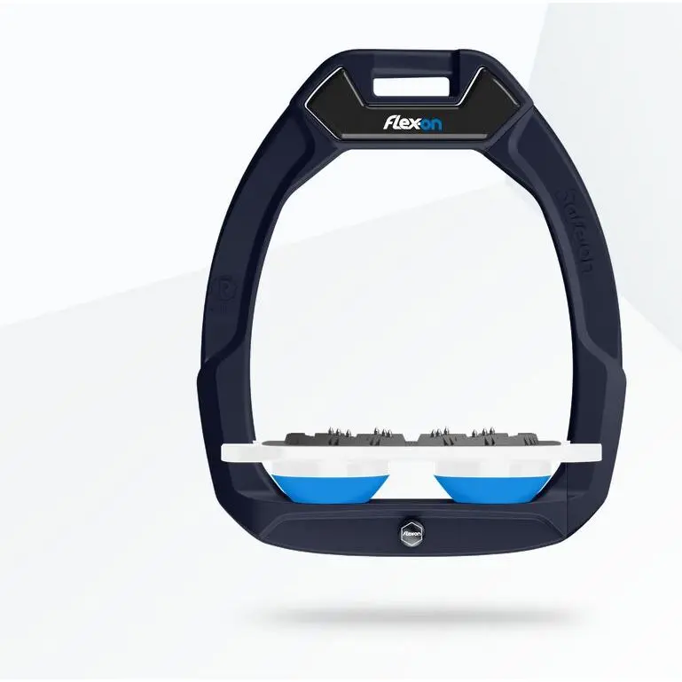 Sicherheitsreitsteigbügel Flach Ultra Grip Aluminium/Weiß/Blaue Flex-On Safe-On