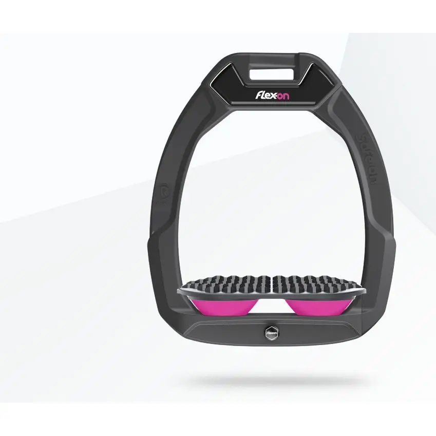 Sicherheitssteigbügel Reiten Endurance Anthrazit/Grau/Rosa Flex-On Safe-On