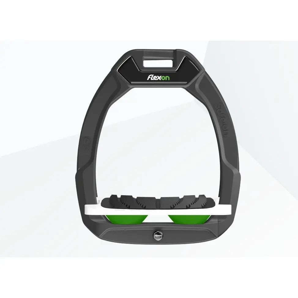 Sicherheits-Riemen Steigbügel Neigung Grip Anthrazit/Weiß/Grün Flex-On Safe-On