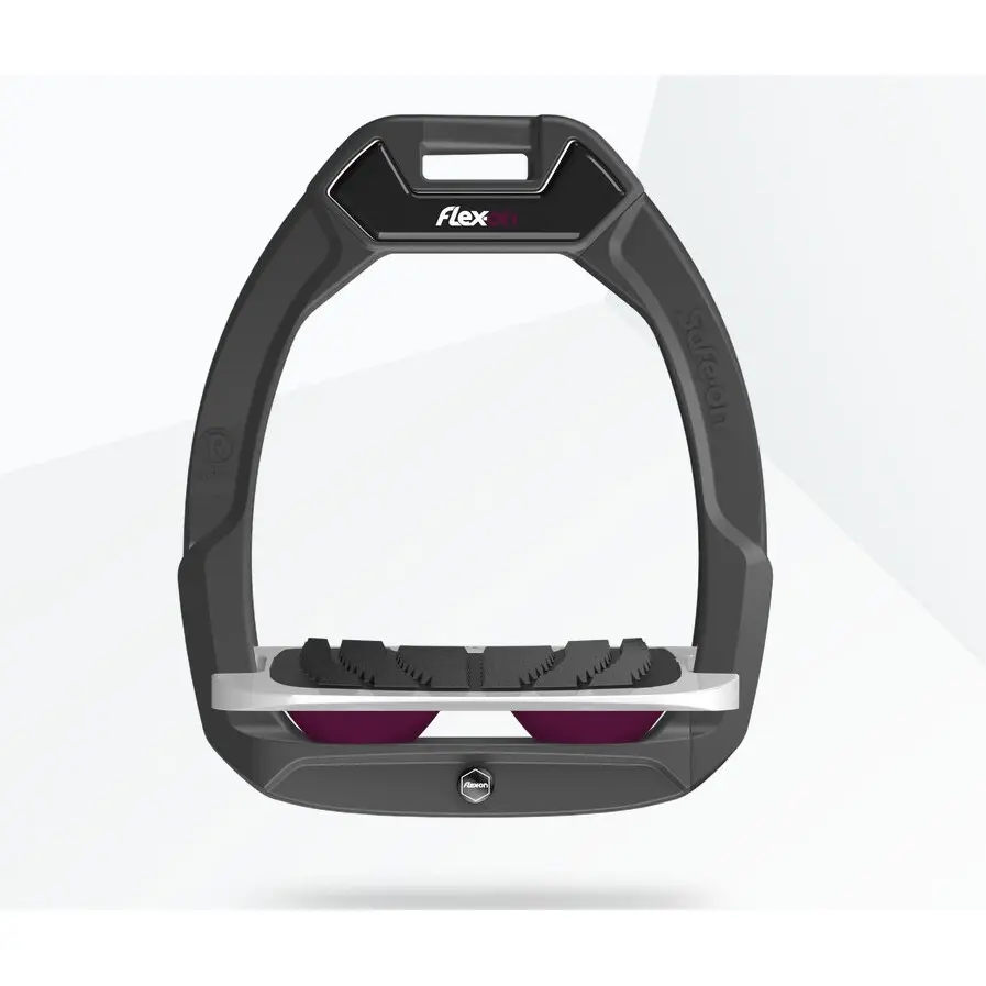 Comparer les prix de Étriers de sécurité d’équitation Incliné Grip Anthracite/Gris/Prune Flex-On Safe-On