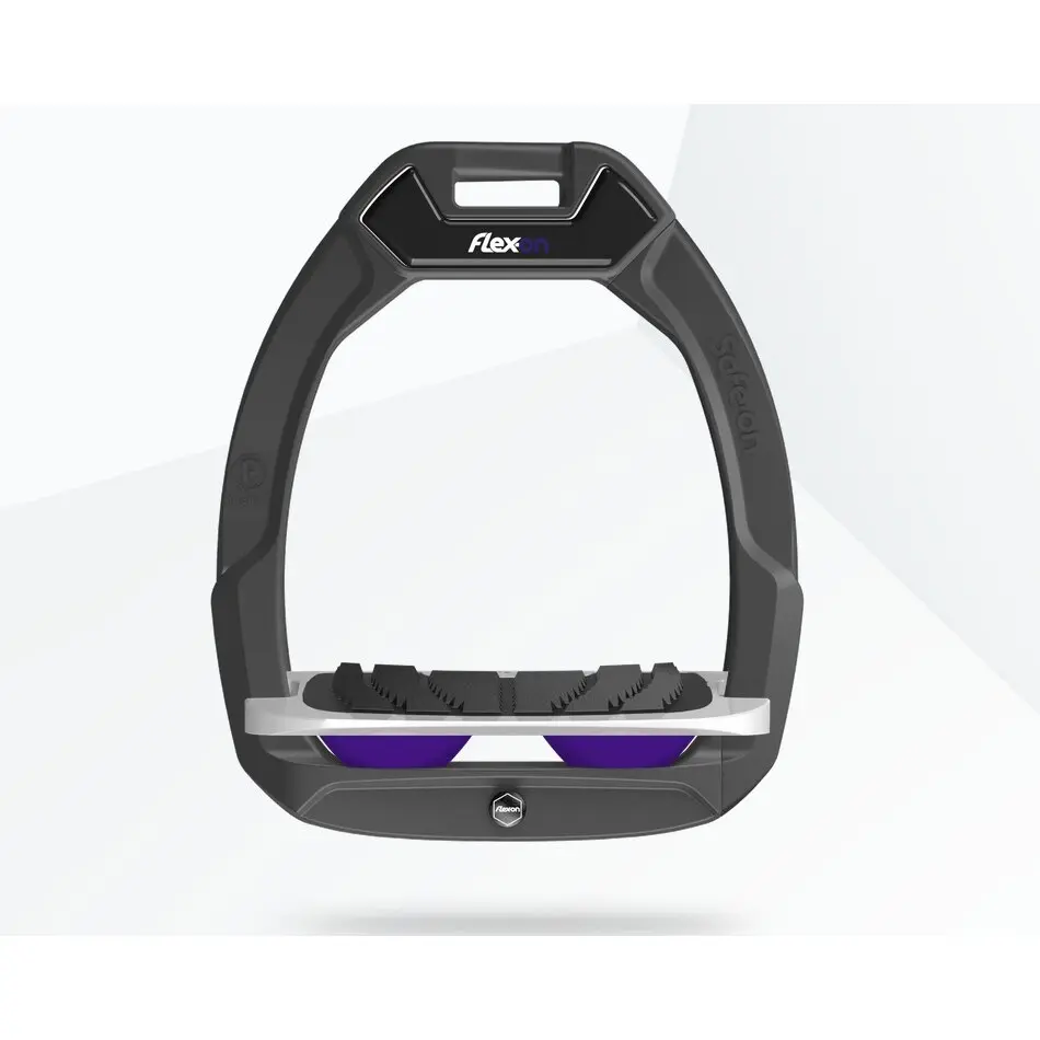 Reitschalen sicherheitssteigbügel geneigt Grip Anthrazit/Grau/Lila Flex-On Safe-On
