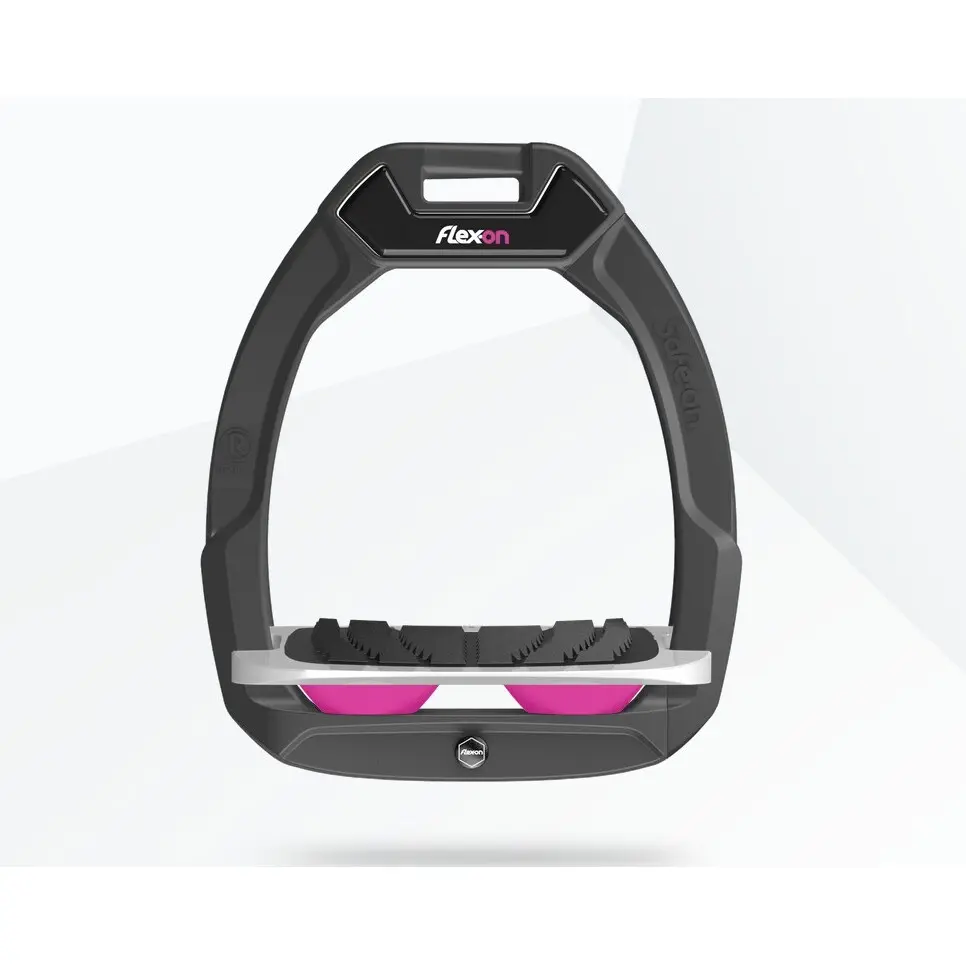 Sicherheitsreitsteigbügel Neigung Grip Anthrazit/Grau/Rosa Flex-On Safe-On