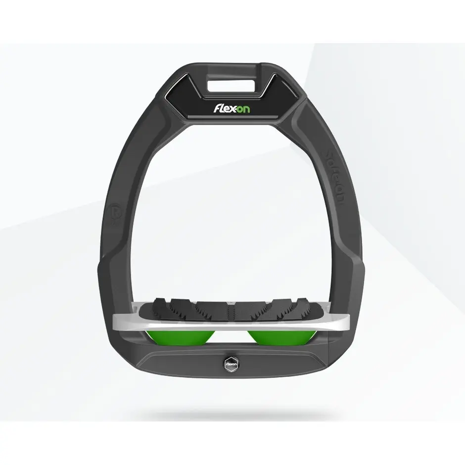 Sicherheitssteigbügel Reiten Neigung Grip Anthrazit/Grau/Grün Flex-On Safe-On