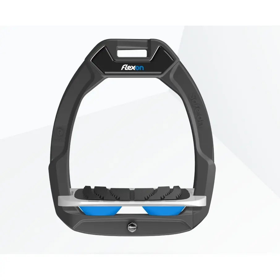 Sicherheitssteigbügel Reiten Neigungsgriff Anthrazit/Grau/Blau Flex-On Safe-On