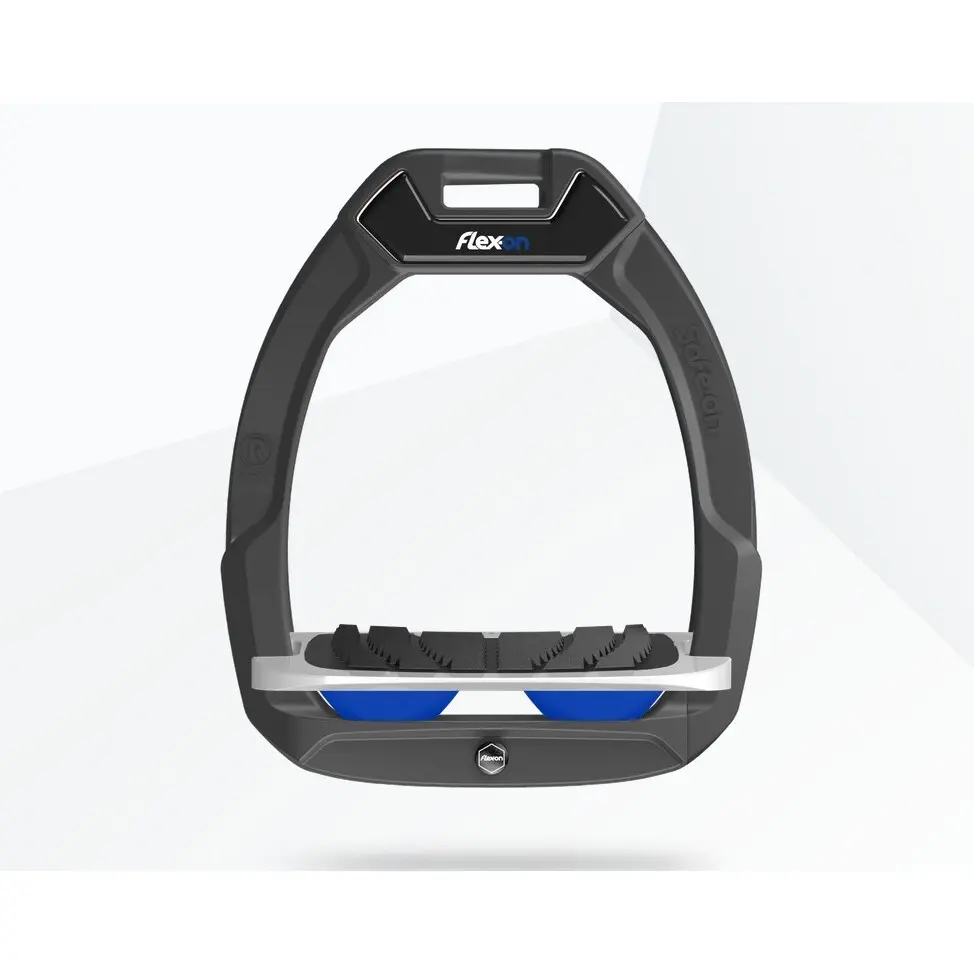 Étriers de sécurité d’équitation Incliné Grip Anthracite/Gris/Bleu Flex-On Safe-On
