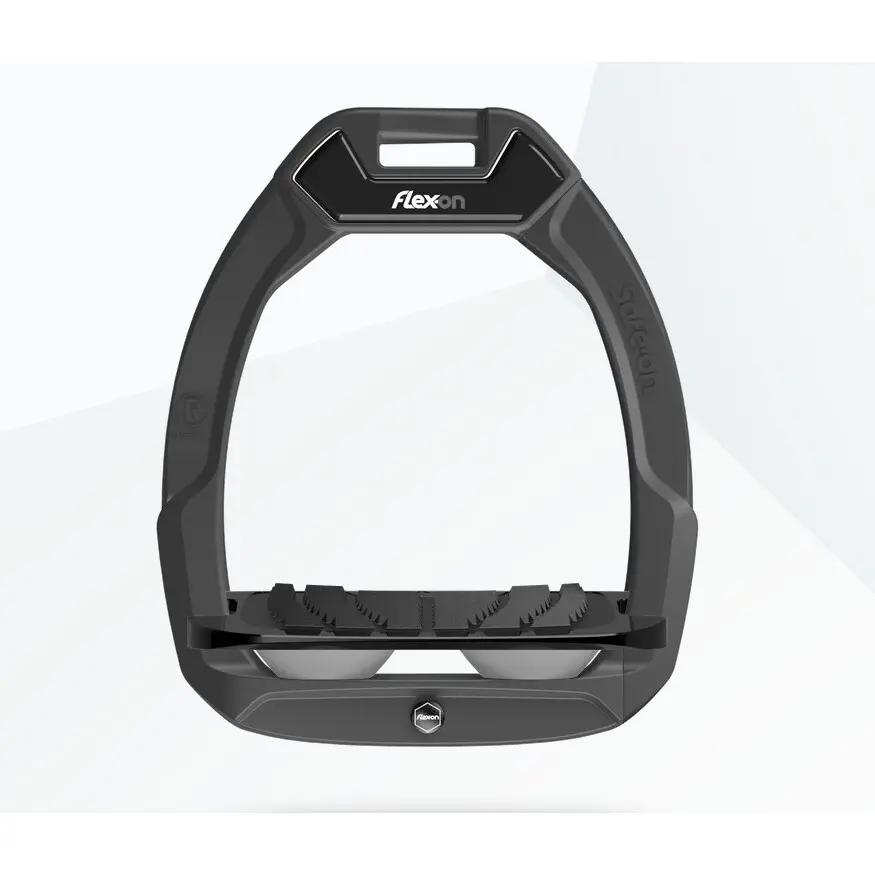 Sicherheitssteigbügel Reiten Geneigter Grip Anthrazit/Schwarz/Grau Flex-On Safe-On
