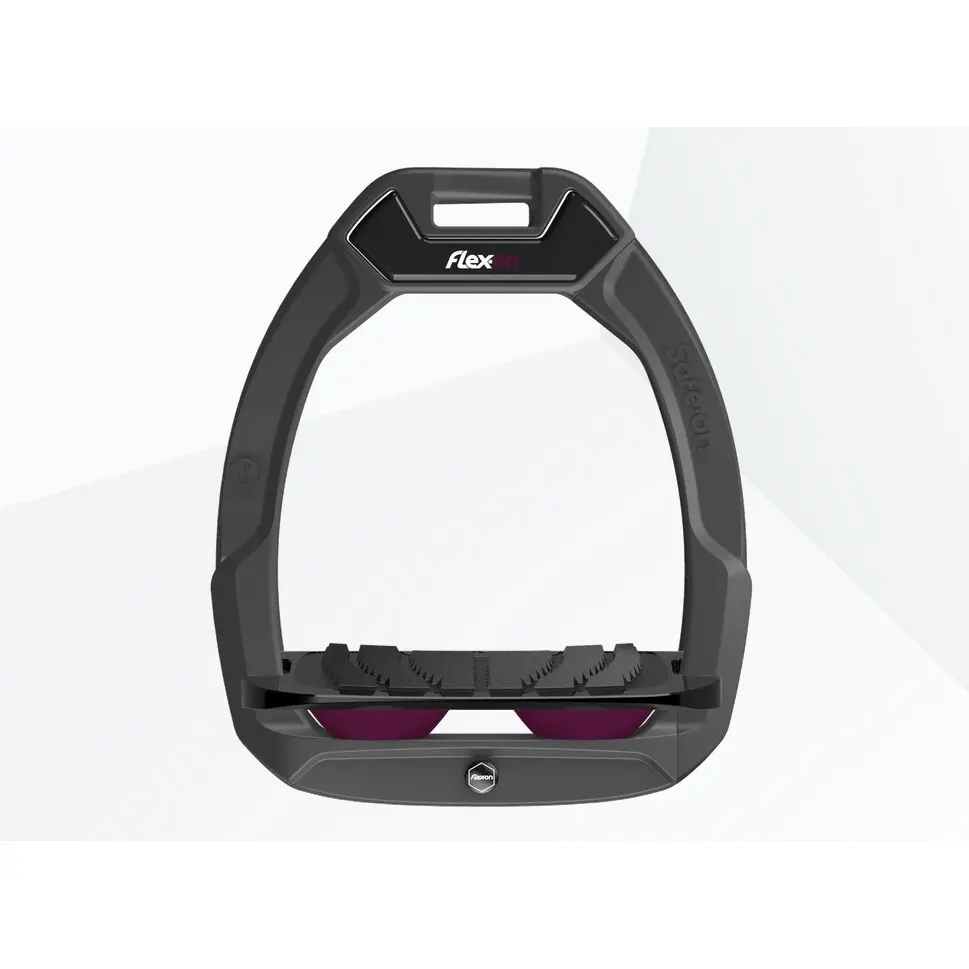 Sicherheitssteigbügel Reiten Neigung Grip Anthrazit/Schwarz/Prune Flex-On Safe-On