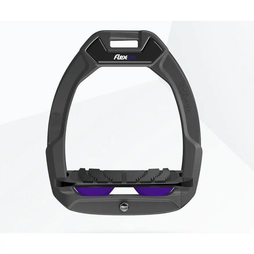 Sicherheitssteigbügel Reiten Schräg Grip Anthrazit/Schwarz/Violett Flex-On Safe-On