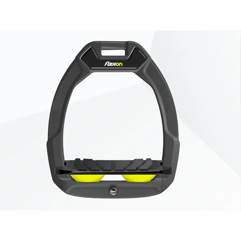 Sicherheitssteigbügel Reiten Neigung Grip Anthrazit/Schwarz/Gelb Flex-On Safe-On