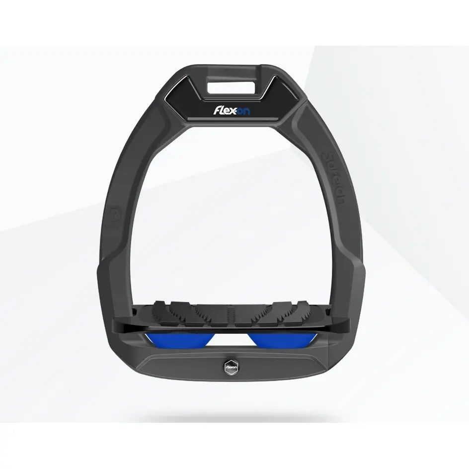 Étriers de sécurité d’équitation Incliné Grip Anthracite/Noir/Bleu Flex-On Safe-On