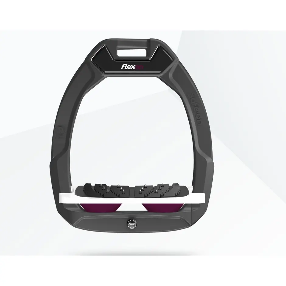 Sicherheitssteigbügel Reiten Schräg Ultra Grip Anthrazit/Weiß/Purpur Flex-On Safe-On