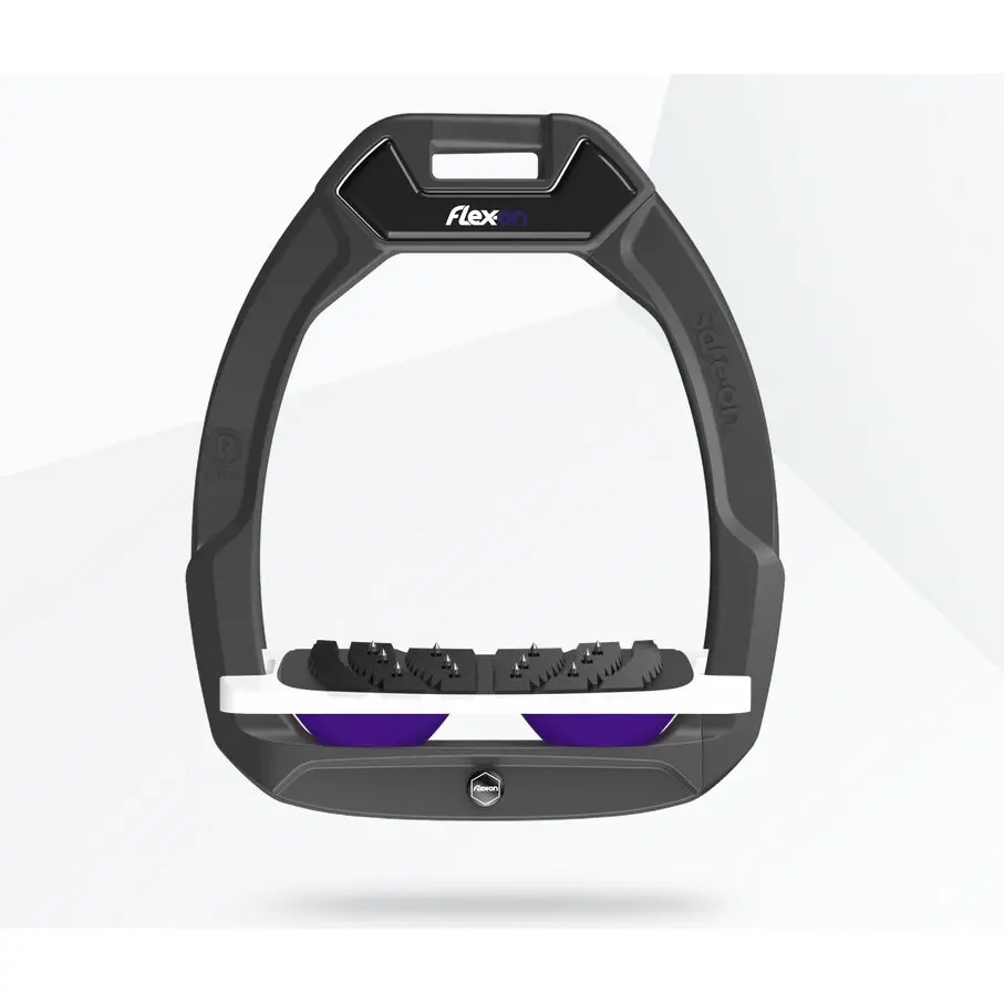 Sicherheitssteigbügel Reiten schräg Ultra Grip Anthrazit/Weiß/Violett Flex-On Safe-On