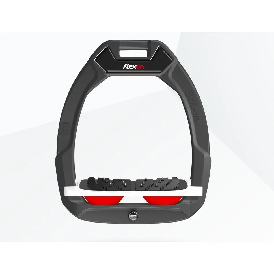 Sicherheitssteigbügel Reiten Neigung Ultra Grip Anthrazit/Weiß/Rot Flex-On Safe-On