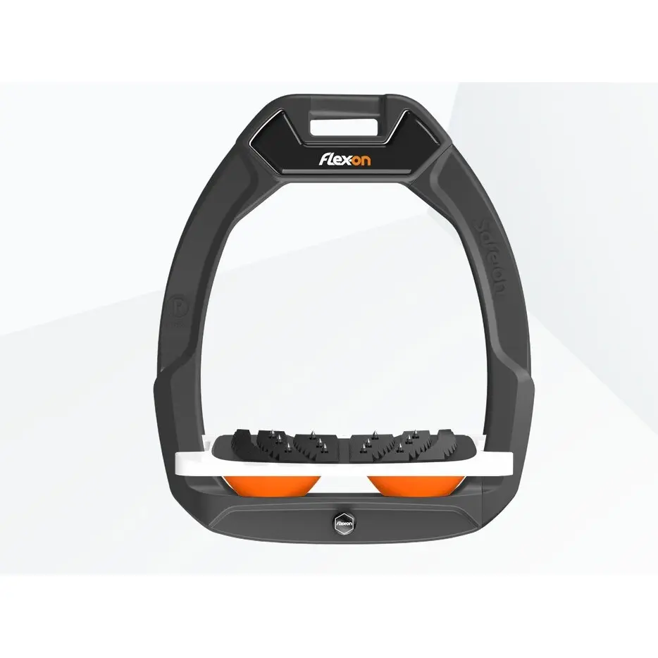 Sicherheitsreitersteigbügel Neigungs Ultra Grip Anthrazit/Weiß/Orange Flex-On Safe-On