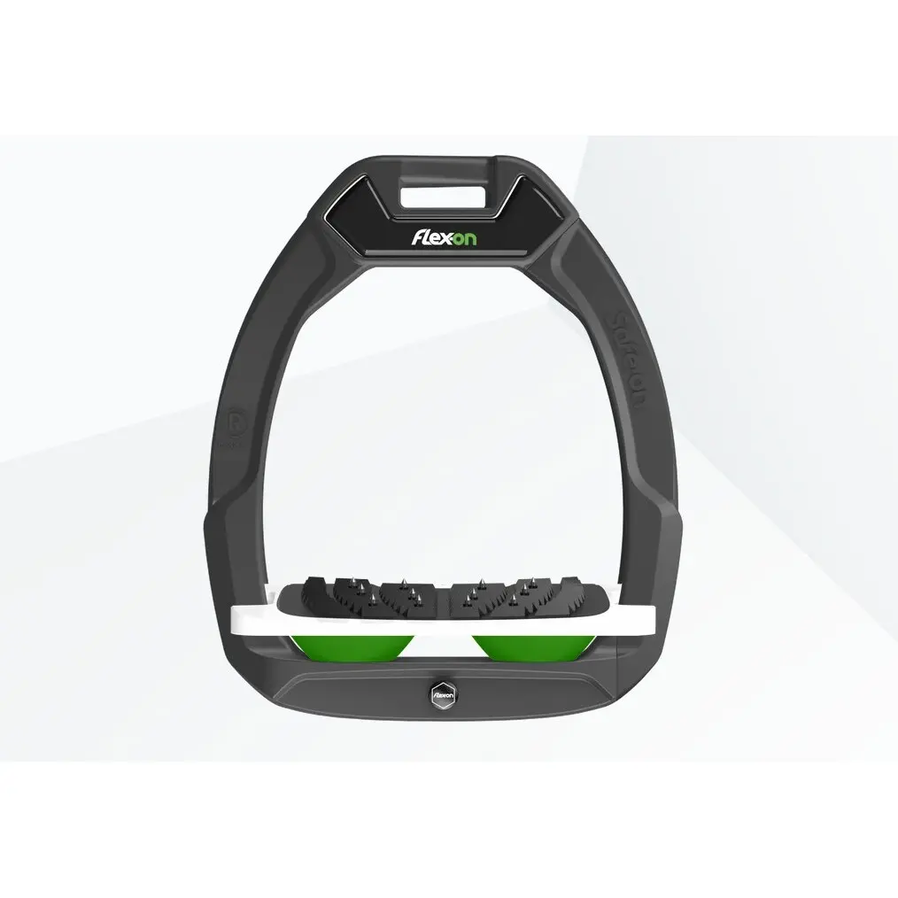 Sicherheitsreitsteigbügel Neigung Ultra Grip Anthrazit/Weiß/Grün Flex-On Safe-On