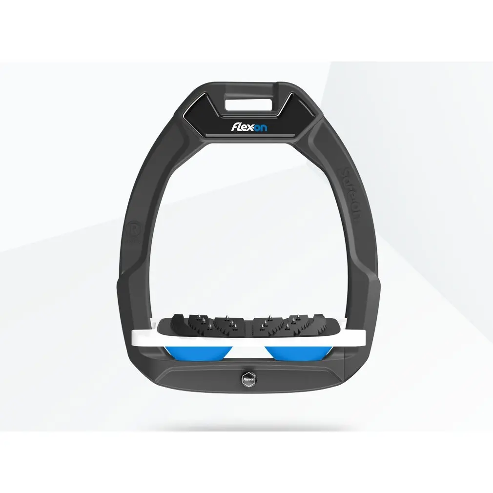 Sicherheitsbeschläge Reiten Schräge Ultra Grip Anthrazit/Weiß/Blau Flex-On Safe-On