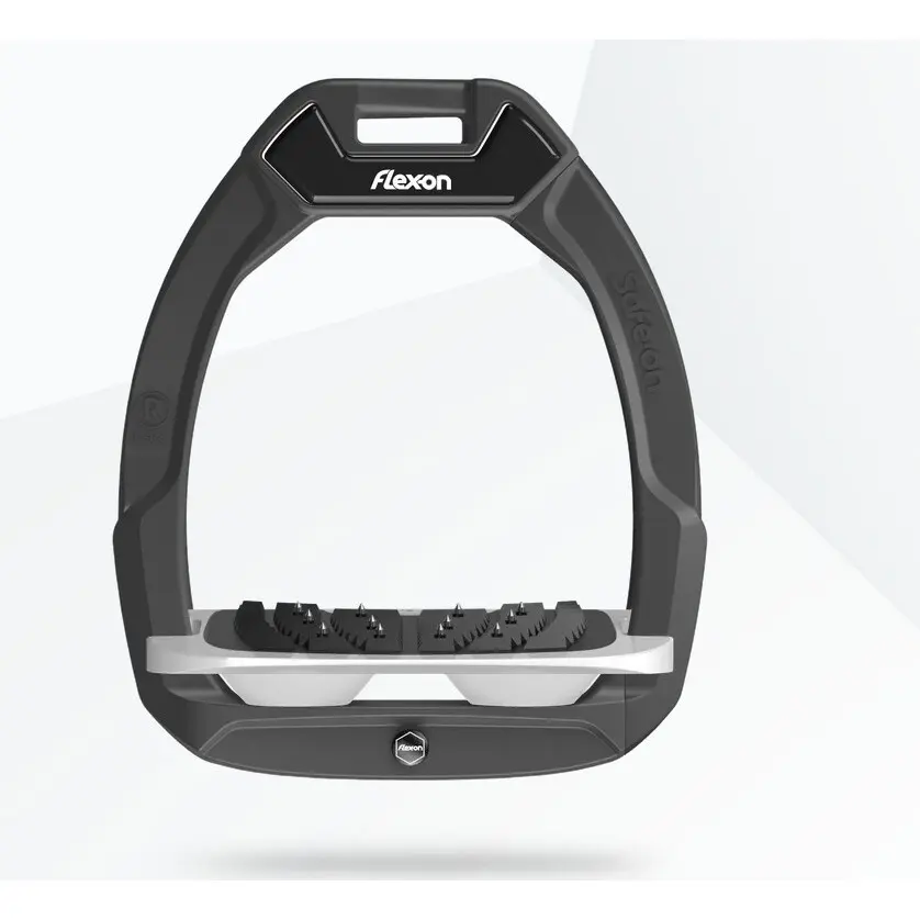 Sicherheitssteigbügel Reiten Neigung Ultra Grip Anthrazit/Grau/Weiß Flex-On Safe-On