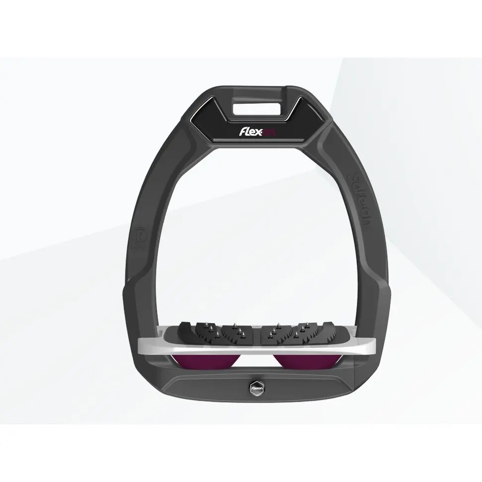 Sicherheitssteigbügel Reiten Schräg Ultra Grip Anthrazit/Grau/Pflaume Flex-On Safe-On