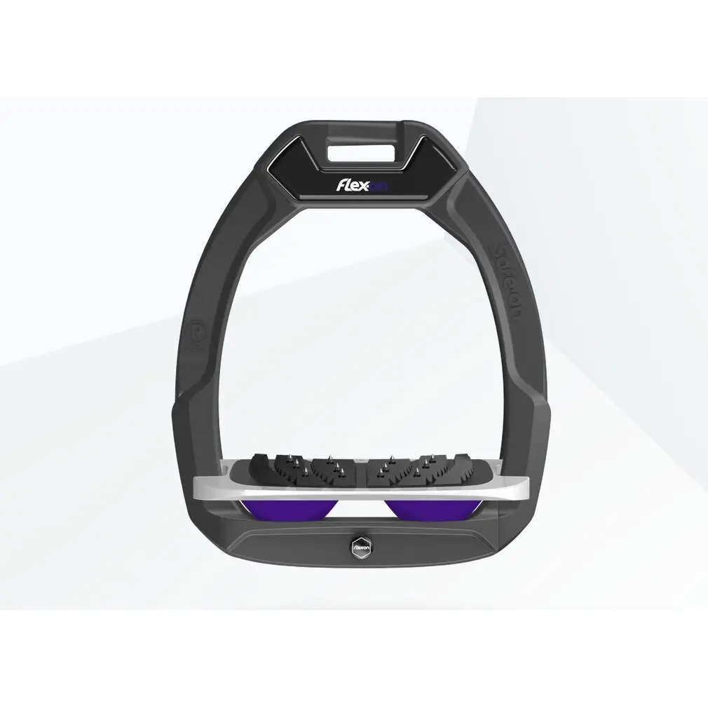 Sicherheitssteigbügel Reiten Schräg Ultra Grip Anthrazit/Grau/Violett Flex-On Safe-On