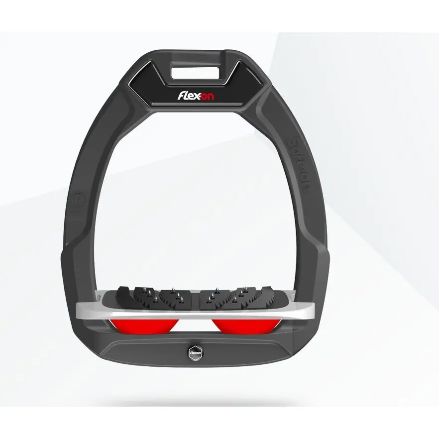 Meilleurs prix pour Étriers de sécurité d’équitation Incliné Ultra Grip Anthracite/Gris/Rouge Flex-On Safe-On