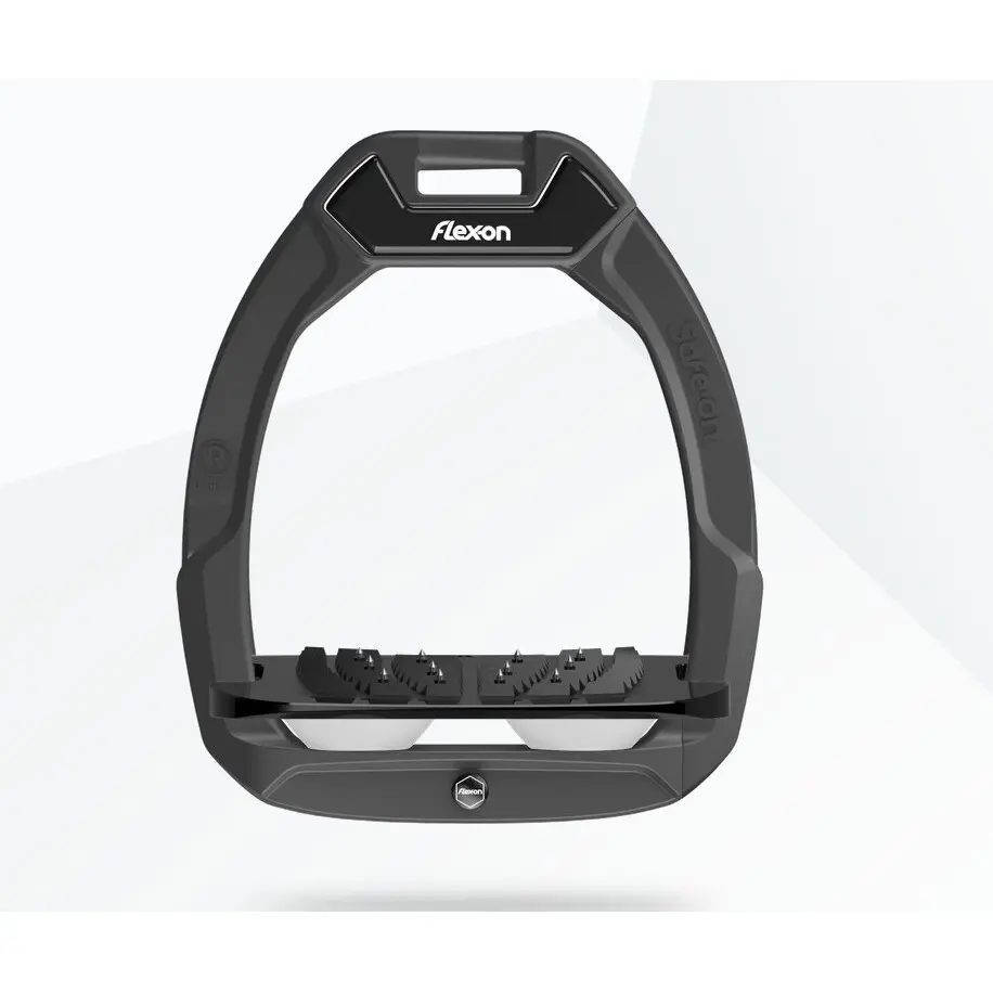 Sicherheitssteigbügel Reiten Schräg Ultra Grip Anthrazit/Schwarz/Weiß Flex-On Safe-On