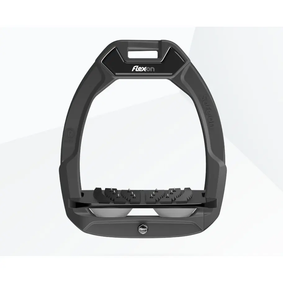 Sicherheitssteigbügel Reiten Neigbar Ultra Grip Anthrazit/Schwarz/Grau Flex-On Safe-On
