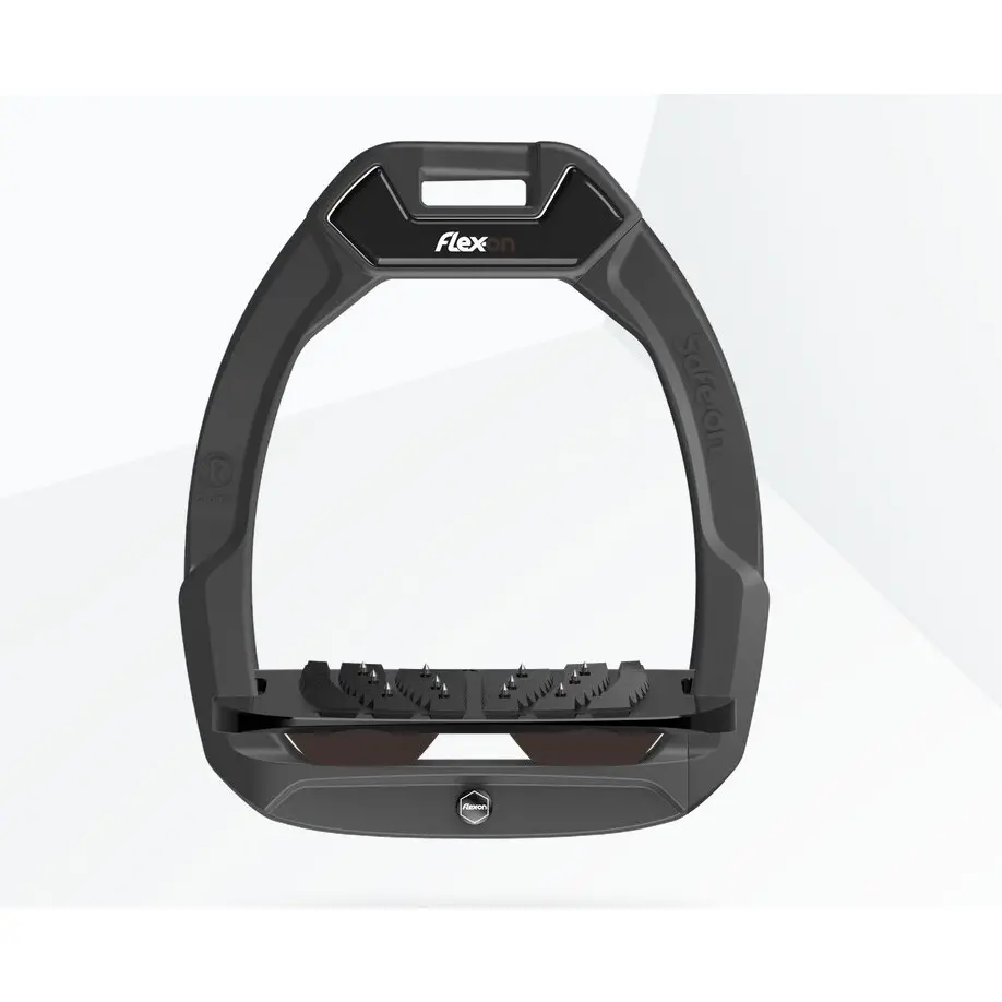 Sicherheitssteigbügel Reiten Neigung Ultra Grip Anthrazit/Schwarz/Braun Flex-On Safe-On