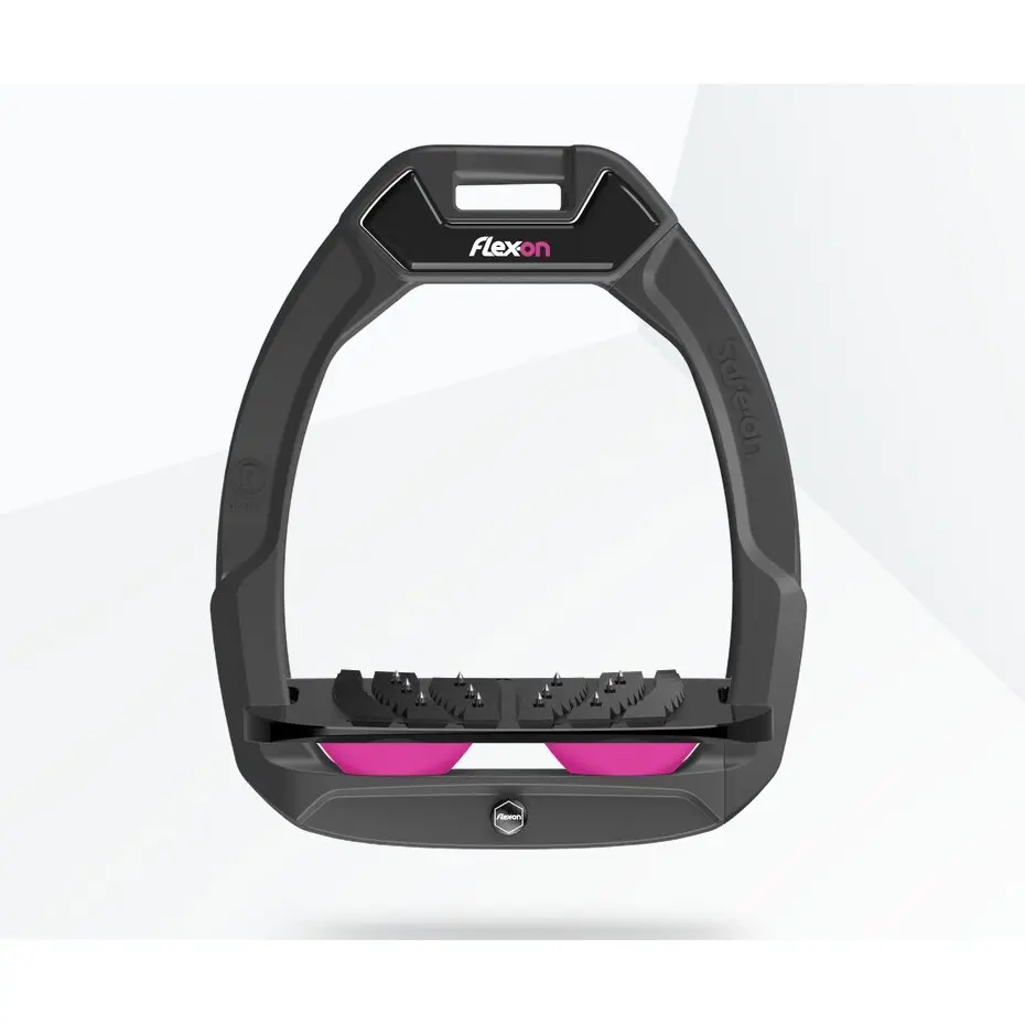 Sicherheitssteigbügel Reiten Neigungswinkel Ultra Grip Anthrazit/Schwarz/Rosa Flex-On Safe-On