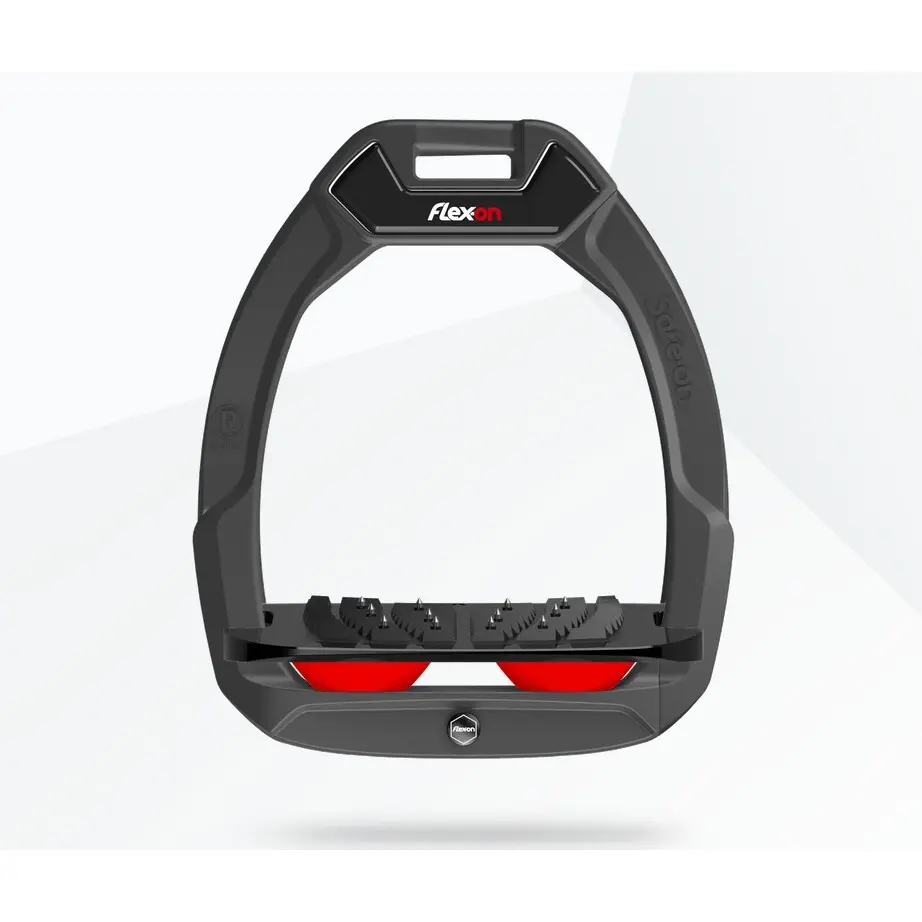 Sichere Reitsteigbügel Neigung Ultra Grip Anthrazit/Schwarz/Rot Flex-On Safe-On